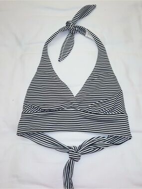 Anne Cole Black & White Striped Bikini Top
